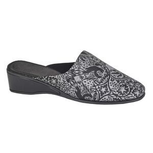 Sleepers Womens/Ladies Priya Brocade Mule Slippers / Black/Silver